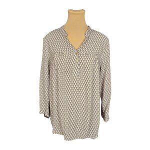 Noa Noa Light Grey Cream Long Sleeve Button Detail Blouse Sz 40 US 8 - 10